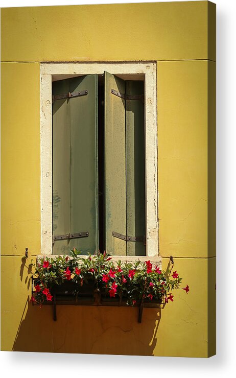 Venice Acrylic Print featuring the photograph Venice Window in Green by Kathleen Scanlan