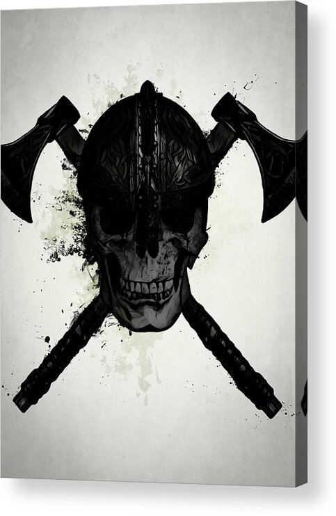 Viking Acrylic Print featuring the digital art Viking Skull by Nicklas Gustafsson