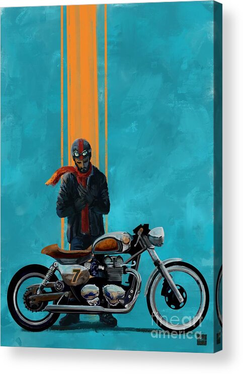 Cafe Racer Acrylic Print featuring the painting Vintage Cafe racer by Sassan Filsoof