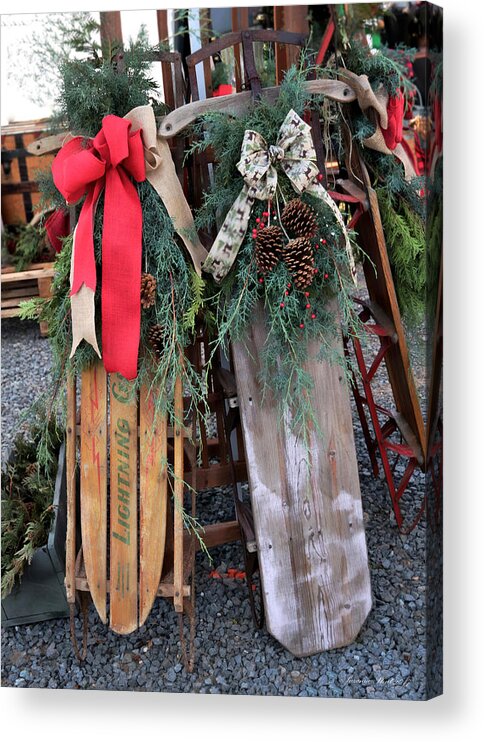 Photo Designs By Suzanne Stout Acrylic Print featuring the photograph Vintage Sleds by Suzanne Stout