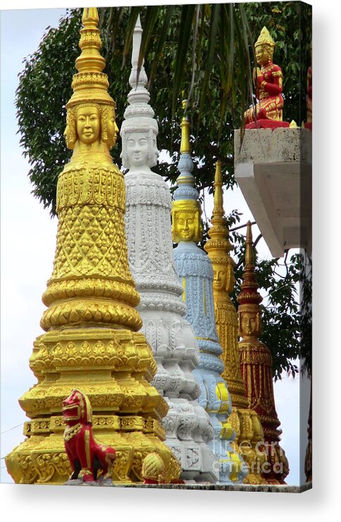 Cambodia Acrylic Print featuring the photograph Wat Krom 31 by Randall Weidner