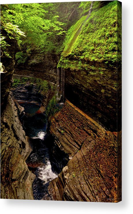 Watkins Glen State Park Acrylic Print featuring the photograph Watkins Glen State Park - Rainbow Falls 003 by George Bostian