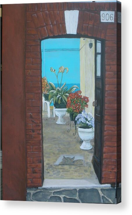 Doorway Acrylic Print featuring the painting What is inside... by Betty-Anne McDonald