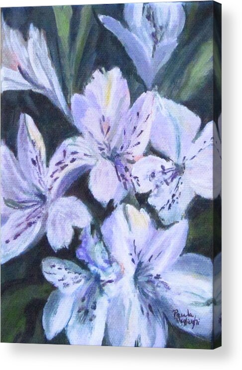 Acrylic Acrylic Print featuring the painting White Peruvian Lily by Paula Pagliughi