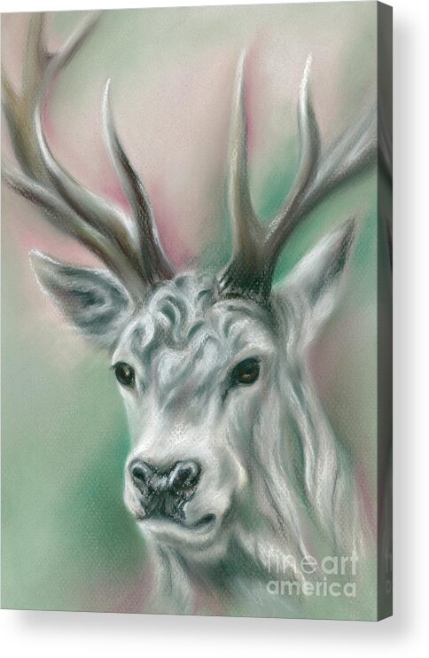 Mythical Creature Acrylic Print featuring the painting White Stag by MM Anderson