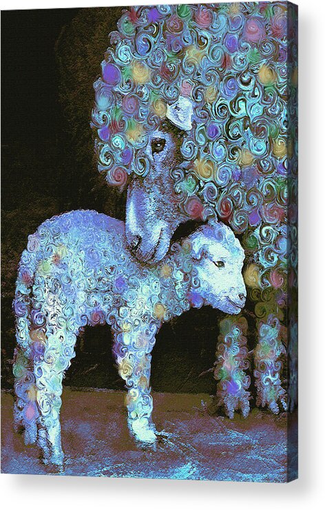 Lamb Acrylic Print featuring the digital art Whose little lamb are you? by Jane Schnetlage