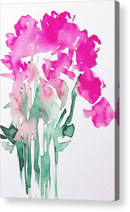 Flower Acrylic Print featuring the painting Wild Pink Flowers by Britta Zehm