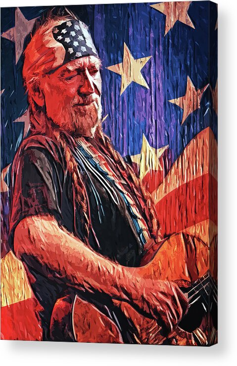 Willie Nelson Acrylic Print featuring the digital art Willie Nelson by Hoolst Design