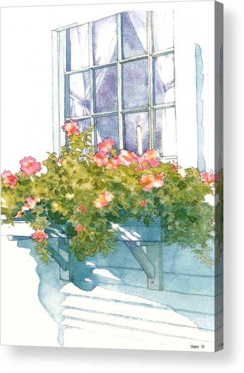 Flowers Acrylic Print featuring the painting WIndow Sill by Sloane FinneganAllen
