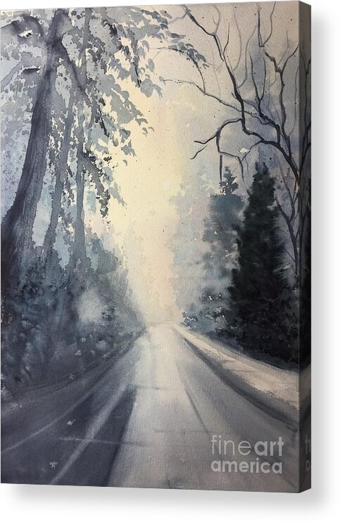 Watercolor Acrylic Print featuring the painting Winter Blues by Watercolor Meditations