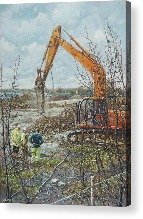 Building Acrylic Print featuring the painting Winter Building Site Breaker by Martin Davey
