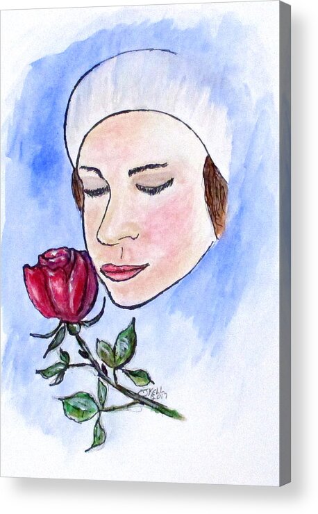 Rose Acrylic Print featuring the painting Winter Rose by Clyde J Kell