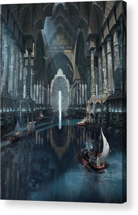 Landscape Acrylic Print featuring the digital art Wonders The Canal Of Isfahan by Te Hu