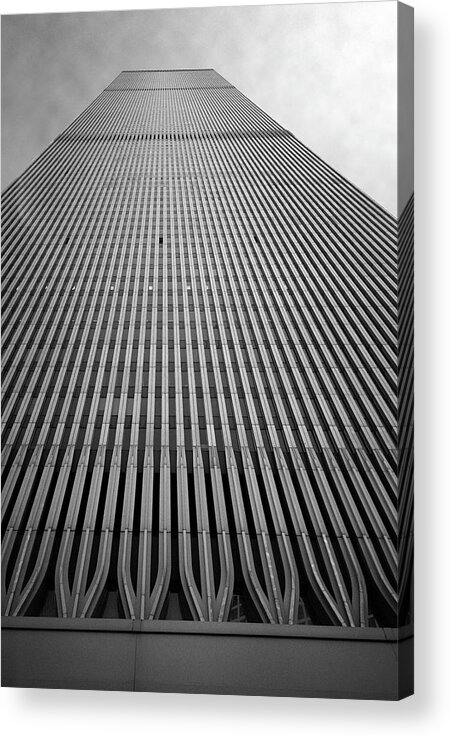 Lower Manhattan Acrylic Print featuring the photograph World Trade Center NYC Base of the South Tower 1985 by Kathy Anselmo