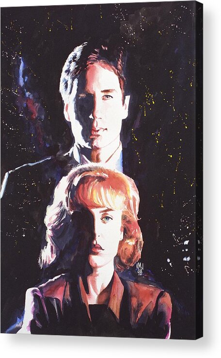 Television Acrylic Print featuring the painting X-Files by Ken Meyer jr