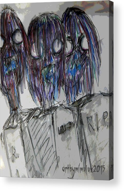 Zombie Acrylic Print featuring the drawing Zombie Trio by Mimulux Patricia No