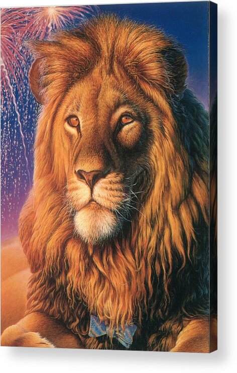 Lion Acrylic Print featuring the painting ZooFari Poster The Lion by Hans Droog