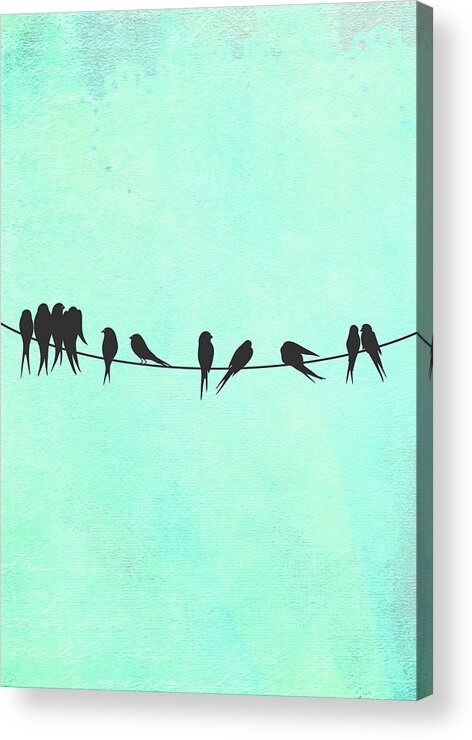 Birds On A Wire
Animals Acrylic Print featuring the digital art Birds On A Wire #1 by Tina Lavoie