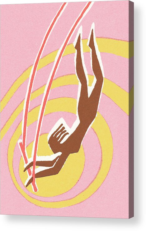 Acrobat Acrylic Print featuring the drawing Circus woman on trapeze #1 by CSA Images