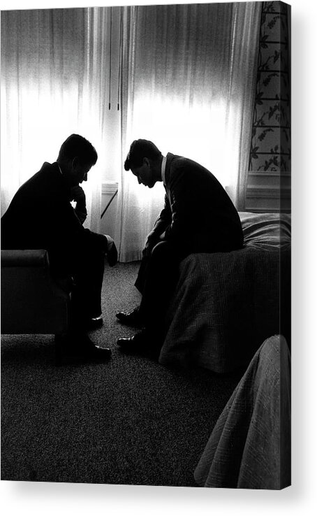 John F. Kennedy - Us President Acrylic Print featuring the photograph John Kennedy Confers With Robert Kennedy #1 by Hank Walker