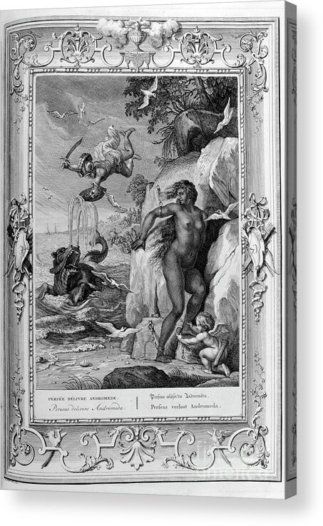 Engraving Acrylic Print featuring the drawing Perseus Delivers Andromeda From The Sea #1 by Print Collector