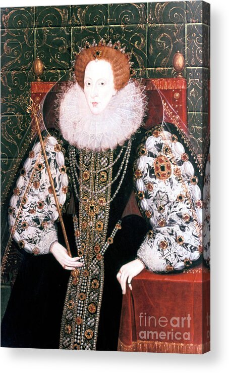 Elizabethan Style Acrylic Print featuring the drawing Elizabeth I, Queen Of England #10 by Print Collector