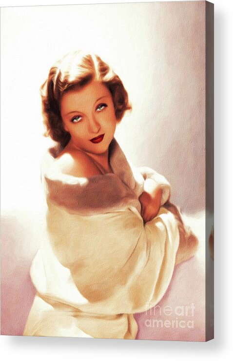 Myrna Acrylic Print featuring the painting Myrna Loy, Hollywood Legend #11 by Esoterica Art Agency