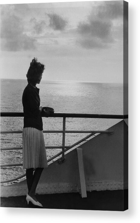 Vertical Acrylic Print featuring the photograph 1st Cruise Of France Liner In 1962 by Keystone-france