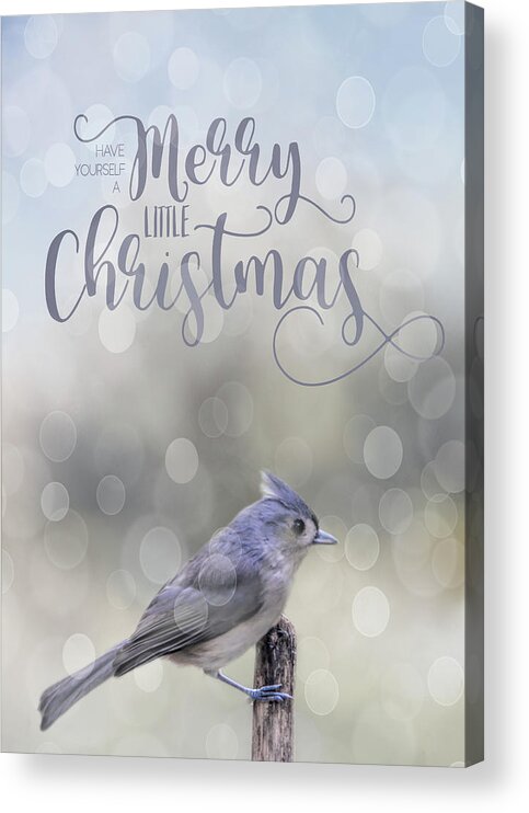 Titmouse Acrylic Print featuring the photograph Merry Christmas by Cathy Kovarik
