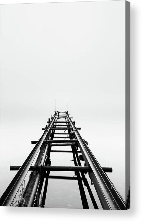 Black And White Acrylic Print featuring the photograph Loch Lomond Jetty #6 by Grant Glendinning