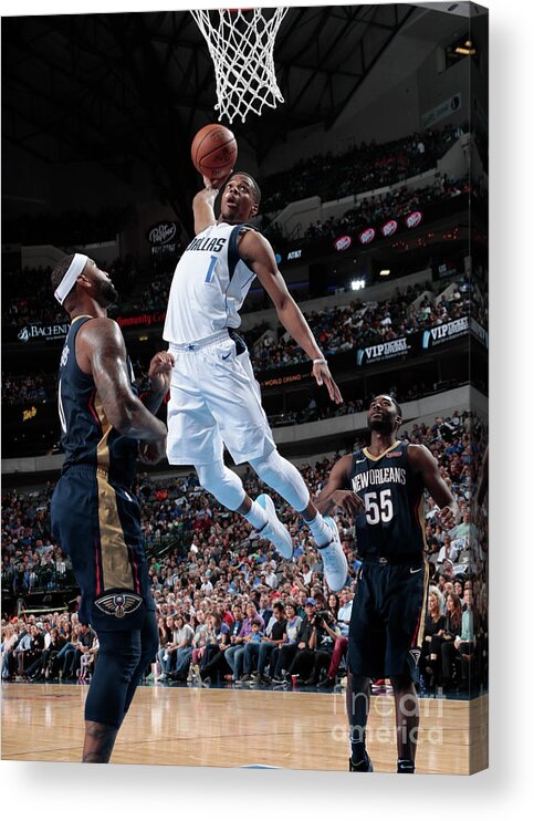 Nba Pro Basketball Acrylic Print featuring the photograph New Orleans Pelicans V Dallas Mavericks by Glenn James