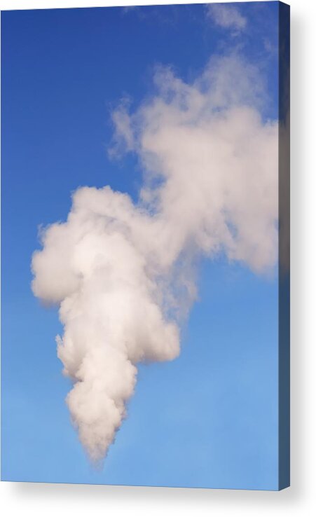 Natural Gas Acrylic Print featuring the photograph A Plume Of Smoke In The Blue Sky by Gmnicholas