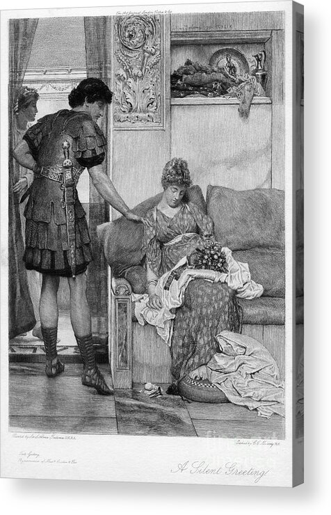 Engraving Acrylic Print featuring the drawing A Silent Greeting, 20th Century.artist by Print Collector