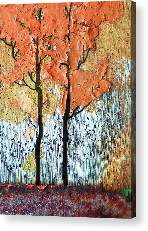 Abstract Acrylic Print featuring the painting Abstract Fall Trees 300 by Sharon Williams Eng