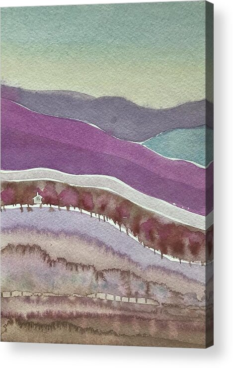 Abstract Acrylic Print featuring the painting Abstract moody Purples by Luisa Millicent