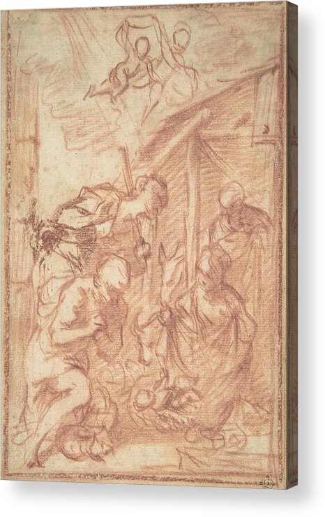 Sketch Acrylic Print featuring the drawing Adoration Of The Shepherds by Francisco Vieira De Mattos