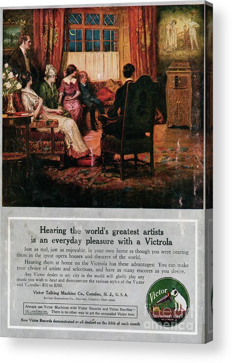 Artist Acrylic Print featuring the photograph Advertisement For Victrola Player by Bettmann