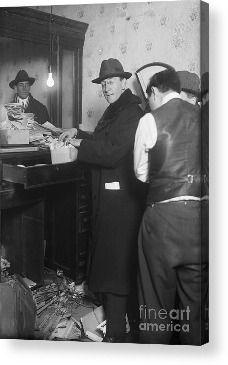 People Acrylic Print featuring the photograph Agents Searching Office For Communist by Bettmann