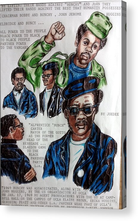 Black Art Acrylic Print featuring the drawing Alprentice Bunchy Carter, an L.A. LEGEND by Joedee