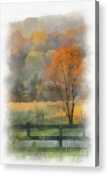 Autumn Acrylic Print featuring the mixed media Autumn in Virginia by Kerri Farley