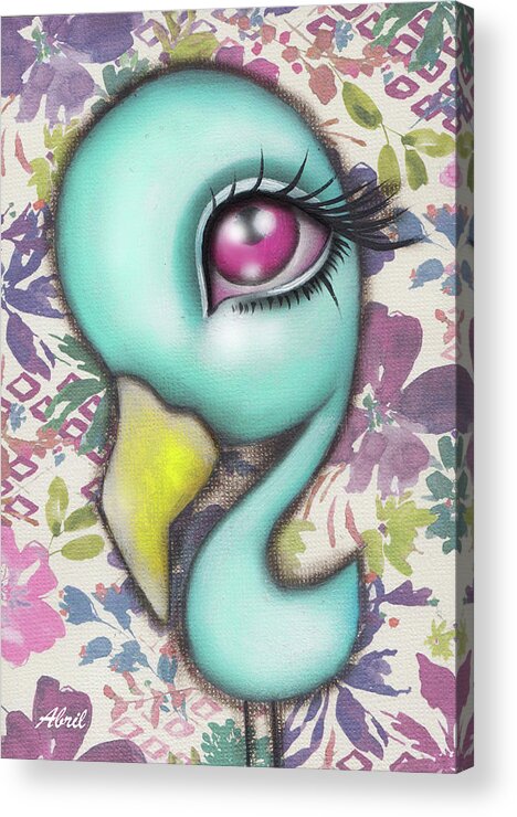 Flamingo Acrylic Print featuring the painting Azulito Flamingo by Abril Andrade