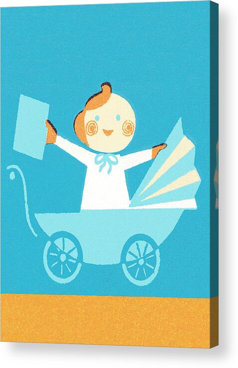 Baby Acrylic Print featuring the drawing Baby in pram by CSA Images