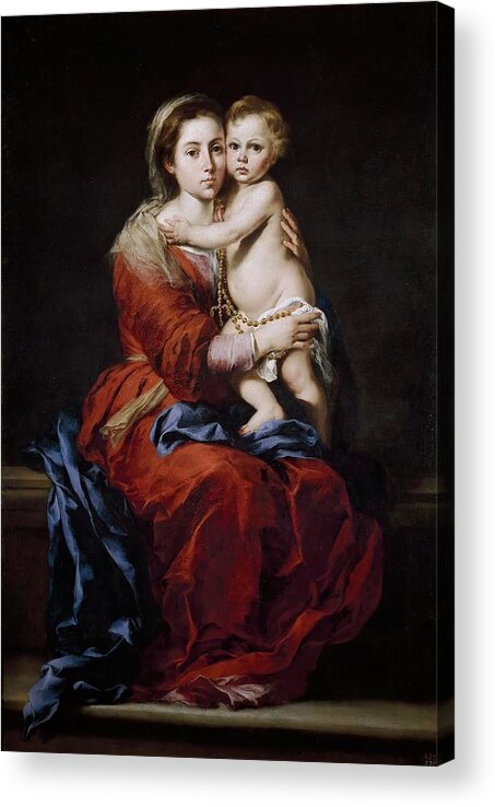 Bartolome Esteban Murillo Acrylic Print featuring the painting Bartolome Esteban Murillo / 'Our Lady of the Rosary', 1650-1655, Spanish School, Oil on canvas. by Bartolome Esteban Murillo -1611-1682-