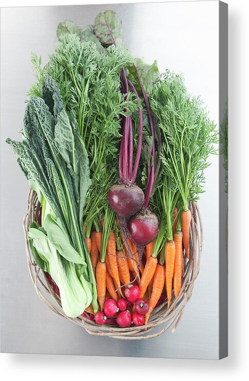 Healthy Eating Acrylic Print featuring the photograph Basket Of Fresh Vegetables by Laurie Castelli