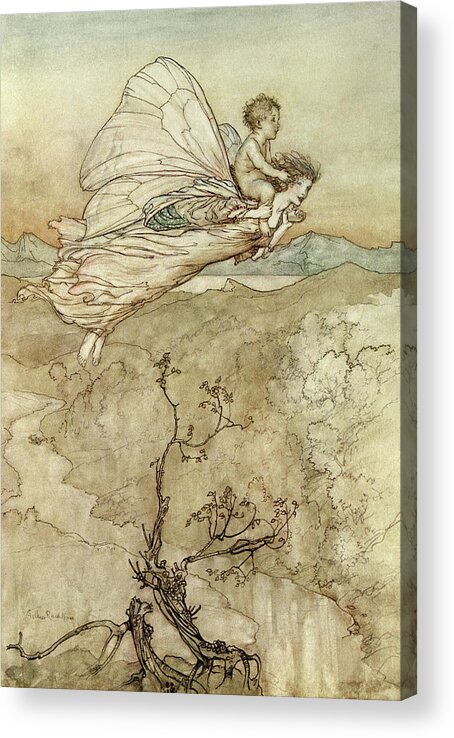 Arthur Acrylic Print featuring the painting Bear The Changeling Child To My Bower In Fairy Land by Arthur Rackham