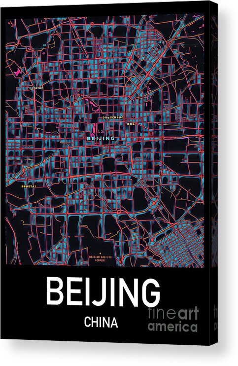 Beijing Acrylic Print featuring the photograph Beijing City Map by HELGE Art Gallery