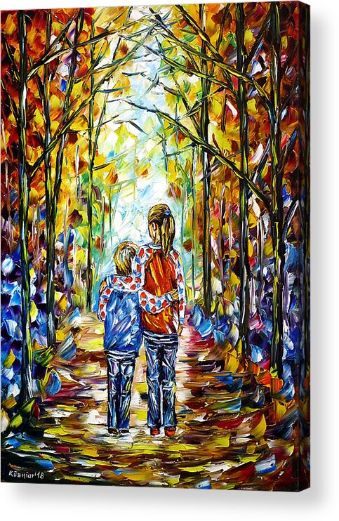 Children In The Nature Acrylic Print featuring the painting Big Sister by Mirek Kuzniar