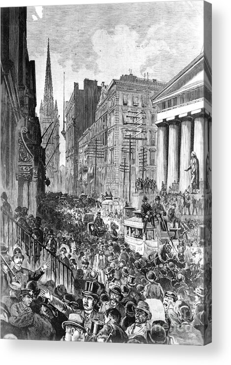 Crowd Of People Acrylic Print featuring the photograph Black Friday In The Financial District by Bettmann