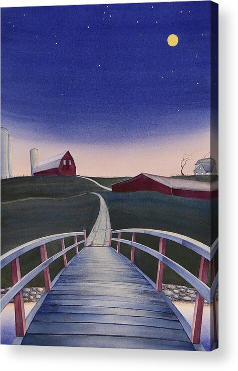 Farm Acrylic Print featuring the painting Bridge Over Buck Creek II by Scott Kirby