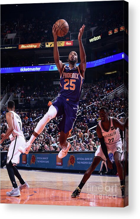Mikal Bridges Acrylic Print featuring the photograph Brooklyn Nets V Phoenix Suns by Michael Gonzales